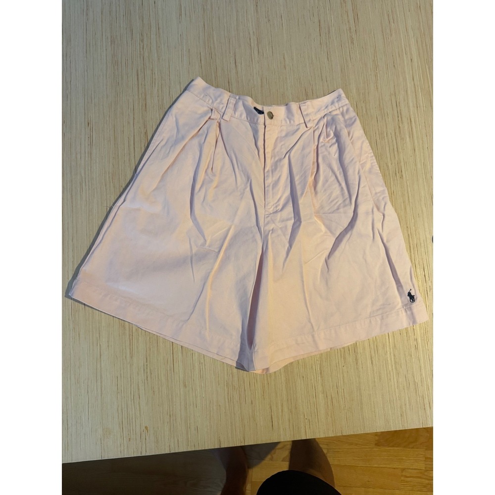 Ralph Lauren Womens Pink Pleated High Waist Shorts Size 10 Vintage Pony 26
